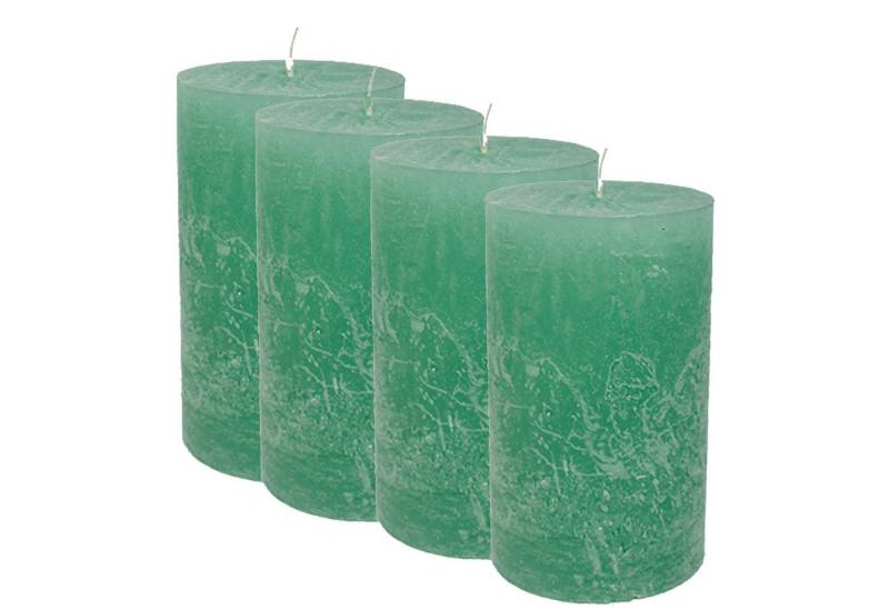 Candelo Stumpenkerze Rustik Stumpenkerzen Mint 4er Set – Kerzen 12cm 54h für Adventskranz von Candelo
