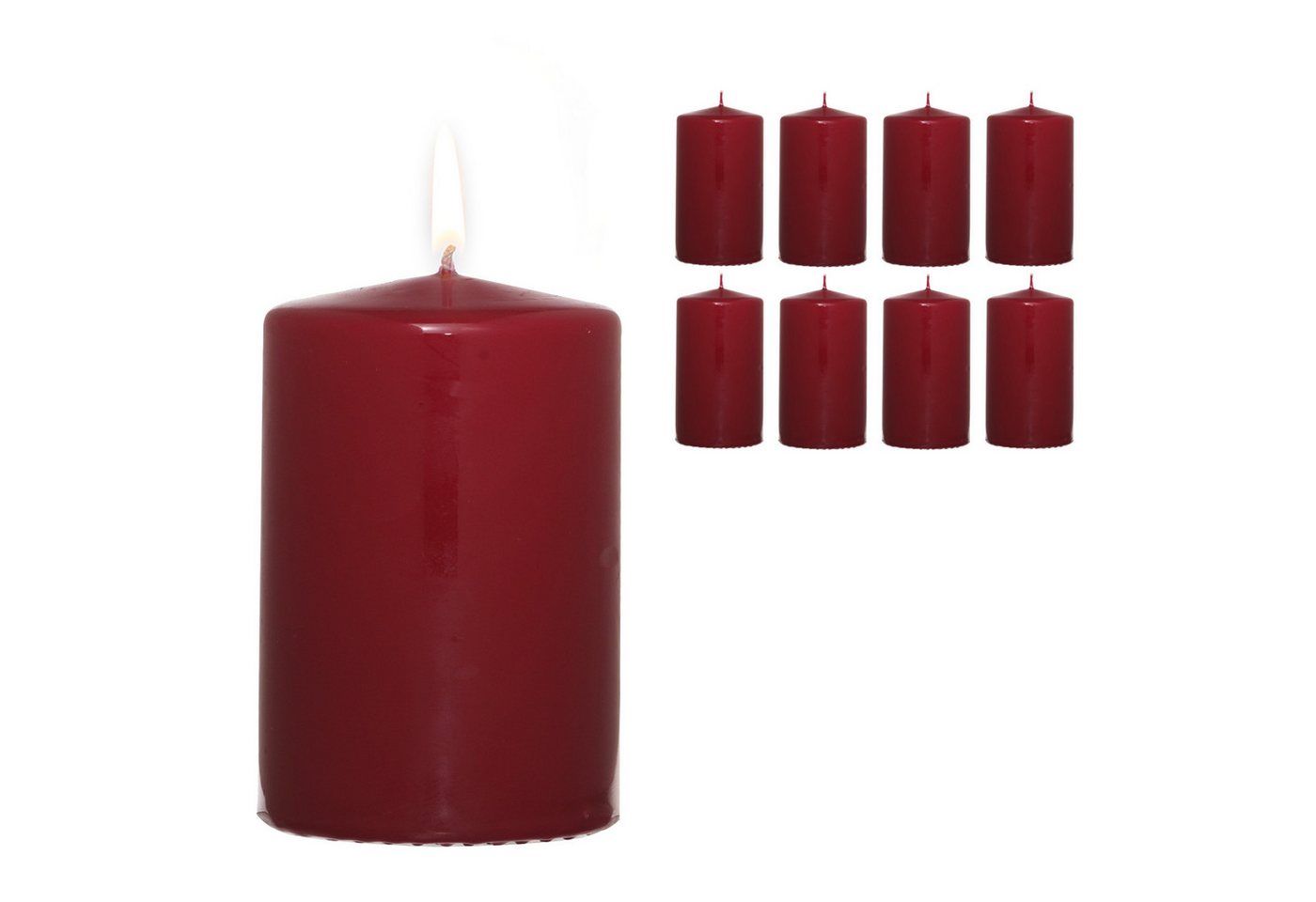 Candelo Stumpenkerze Stumpenkerzen Bordeaux 8er Set – Weihnachtskerzen 4,8x8cm Advent von Candelo