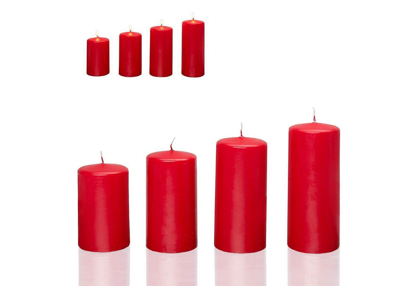 Candelo Stumpenkerze Stumpenkerzen Rot 4er Set – Weihnachtskerzen 7,5–12cm für Adventskranz von Candelo