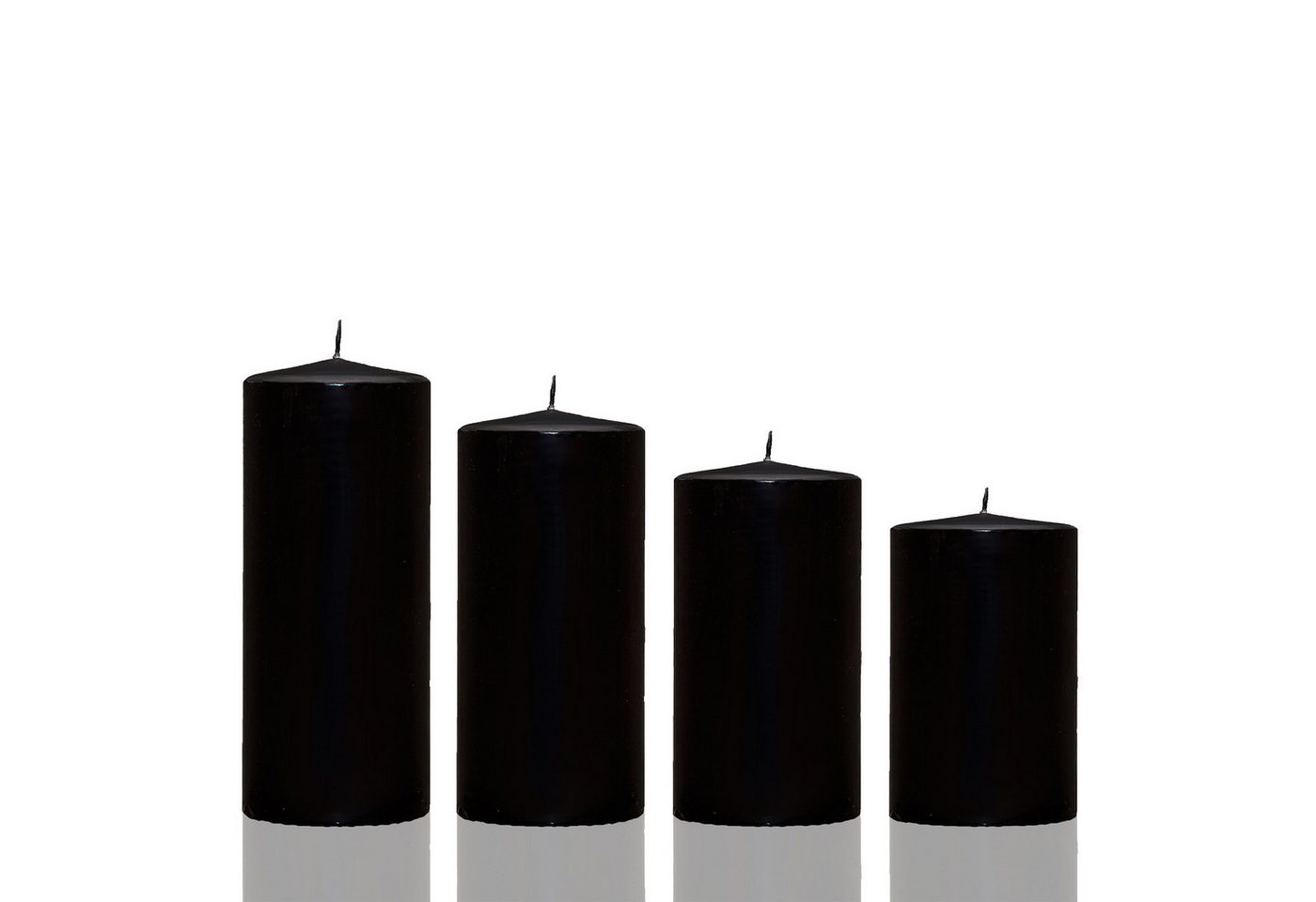 Candelo Stumpenkerze Stumpenkerzen Schwarz 4er Set – Weihnachtskerzen 7,5–12cm Adventskranz von Candelo