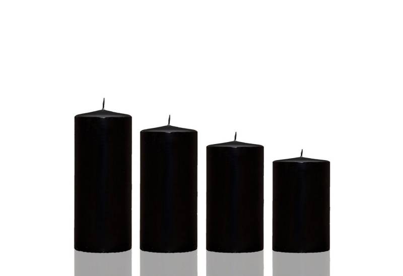 Candelo Stumpenkerze Stumpenkerzen Schwarz 4er Set – Weihnachtskerzen 7,5–12cm Adventskranz von Candelo