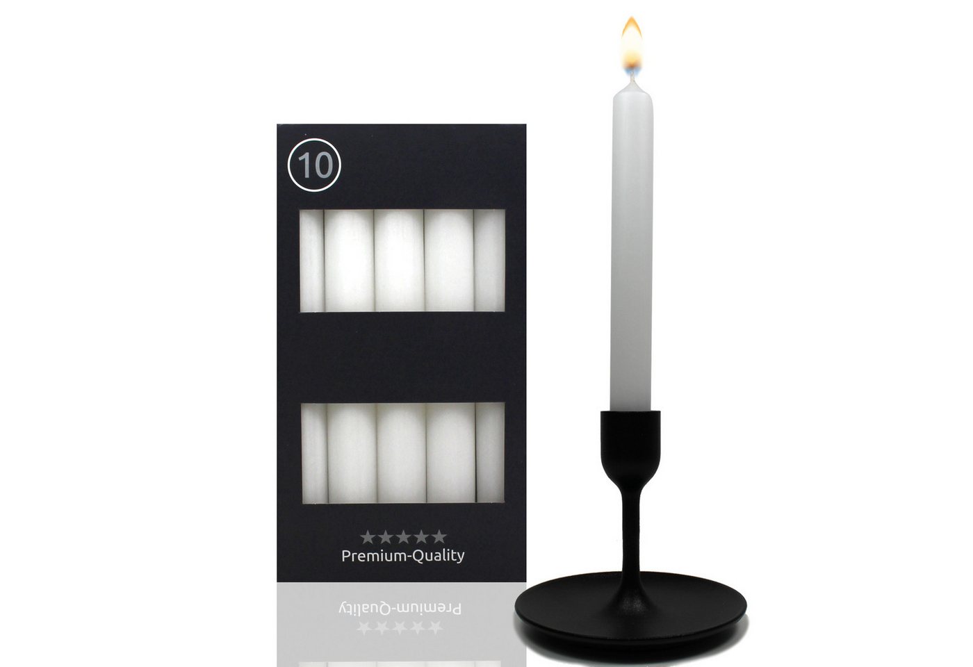 Candelo Tafelkerze 10er Set Tafelkerzen - Kerze Weiß - 18,5cm 7,5 Std Brenndauer, 10er Set Tafelkerzen - Kerze - 18,5cm 7,5 Std Brenndauer - ohne Duft Candelo Tafelkerze 10er Set Tafelkerzen - Kerze Weiß - 18,5cm 7,5 Std Brenndauer, 10er Set Tafelkerzen - Kerze - 18,5cm 7,5 Std Brenndauer - ohne Duft von Candelo