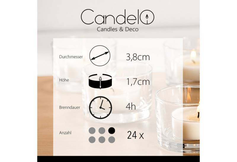Candelo Teelicht 24er Set Duftteelichter Gebrannte Mandel - 4 Std Brenndauer von Candelo