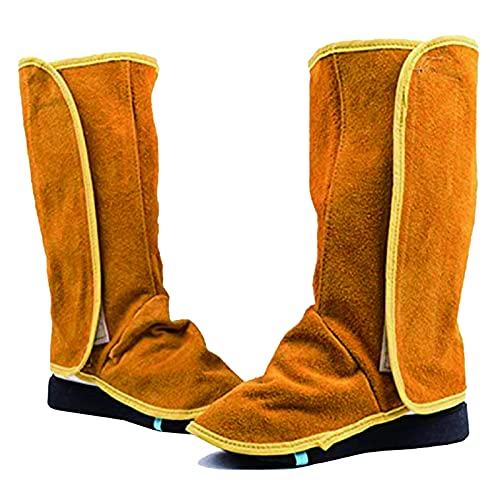Leder Schweißgamaschen hitzebeständiges, Schweißen Schuhschutz Schweißerschuhe Welding Spats Verstellbarem Schweißen Rindsleder Schuhschutz Schweißer Gamaschen von Candeon