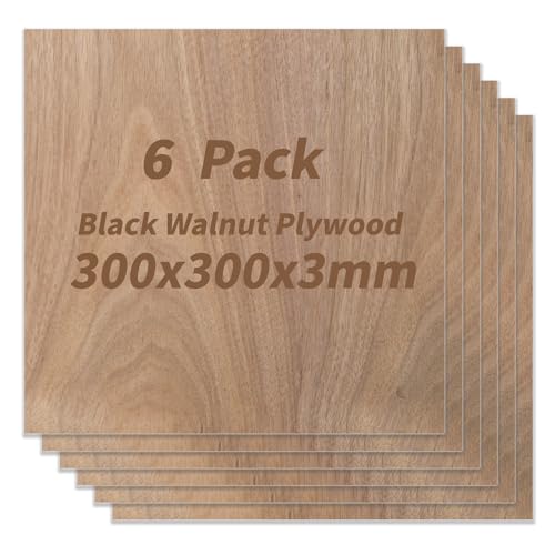 Candeon Walnuss Sperrholzplatte 3mm, 6 Stück, Quadrat, 30cm x 30cm, 3mm, Holz, Residential, Holzplatte von Candeon