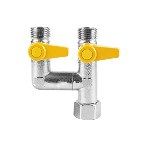 Candeon 1/2 Zoll Kugelhahn Absperrventil, 3-Wege H Gas Kugelhahn Wasserverteiler, Aussengewinde/Innengewinde Messing Kugelhahn Schlauchanschluss Absperrhahn Für Luft, Gasventile, Wasserleitungen von Candeon