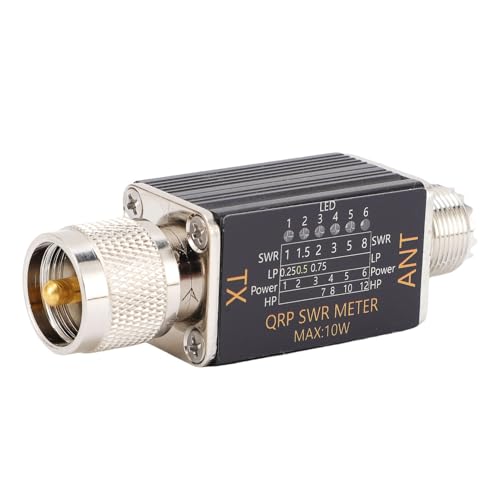 Candeon LED-SWR-Messgerät, 10W 1-30 MHz Mini SO239 Grenzflächen-Tragbare Stehwellenverhältnis-Tester, Aluminiumlegierung Handheld Antenna Power & SWR-Messgerät von Candeon