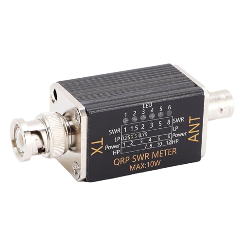 Candeon LED SWR-Messgerät, 10W 1-30 MHz Mini SO239 Schnittstelle Tragbarer Stehwellenverhältnis-Tester mit 6 LED-Leuchten, BNC-Schnittstelle Handheld Short Wave Stehwellenanzeige von Candeon