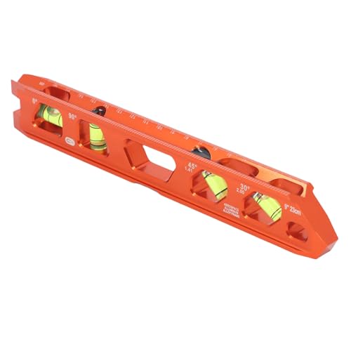 Candeon Magnetischer Blasenpegel und Lineal, 9 Zoll/23 Cm Torpedospiegel Kleiner Ebene mit 4 Blasengeist (0 ° 30 ° 45 ° 90 °), V -Rille -Leitungs -Biege -Stufe Kleiner Leveling -Werkzeug von Candeon