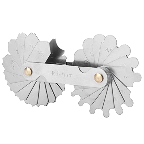 Candeon Radiusanzeige, Edelstahl -Filet -Messgeräte Radius -Messgeräte Konkav Konvexe Externe Interne Bogenmesswerkzeug, R1-7mm Radius -Messwerkzeuge Radius -Filet -Gage von Candeon