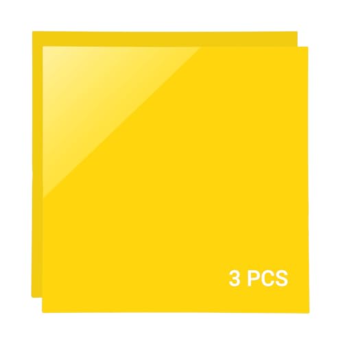 Farbige Acrylglas Platte, 3PCS 3mm Undurchsichtige Acrylplatte Acrylglas Platten, 30 x 30cm Bunt Dick Acrylglas Platte Acrylglasplatte Kunststoffplatten Zum Laserschneiden, Schilder DIY (Gelb) von Candeon