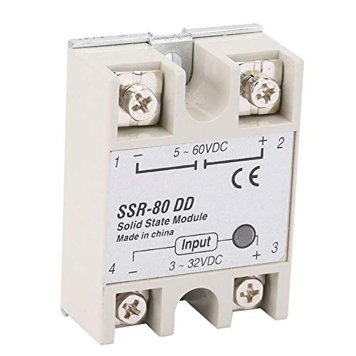 SSR-80DD Halbleiterrelais, Halbleiterrelaismodul, 80A 3-32VDC bis 5-60 VDC DC-AC Industrielles Halbleiterrelais für industrielle Automatisierungsgeräte Computerperipherieanschluss von Candeon