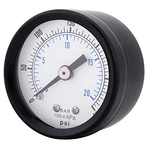 Waagerecht Manometer, 0-20 bar/0-300 psi 1/8" BSPT Mini Manometer druckluft Wasser Manometer Mechanisches Manometer Druckluftmanometer Pressure Gauge für Kraftstoff Luft Öl Wasser von Candeon