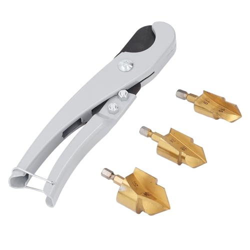 PPR Stufenbohrer set, 3tlg Rohr-Reibstufenbohrer-Set mit Wasserrohrschneider, 1/4 Zoll Sechskantschaft Wasserrohr stufenbohrer Rohrreibahle PVC-Rohr-Expander für Wasserrohr Reparatur von Candeon