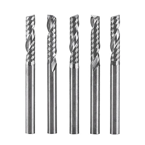 Candeon Wolframkarbid Einschneidiger Schaftfräser Set - 5 Stück, 3,175 mm (1/8") Zylinderschaft, Hartmetall, CNC Bit für Acryl PVC MDF Density Board von Candeon