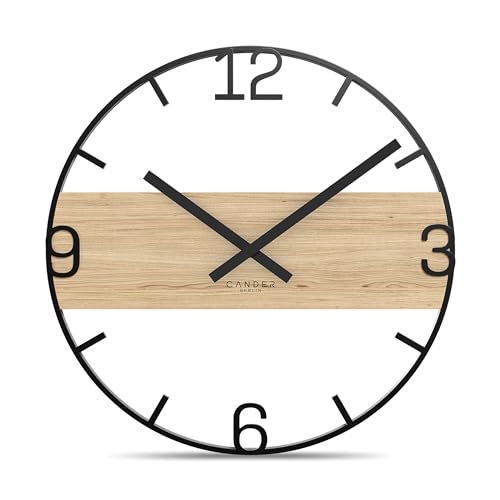 Cander Berlin ADEON XXL Vintage Wanduhr lautlos 45 cm Metall Holz Eichenfurnier ohne Tickgeräusche modern schwarz Wohnzimmer Cander Berlin ADEON XXL Vintage Wanduhr lautlos 45 cm Metall Holz Eichenfurnier ohne Tickgeräusche modern schwarz Wohnzimmer von Cander Berlin