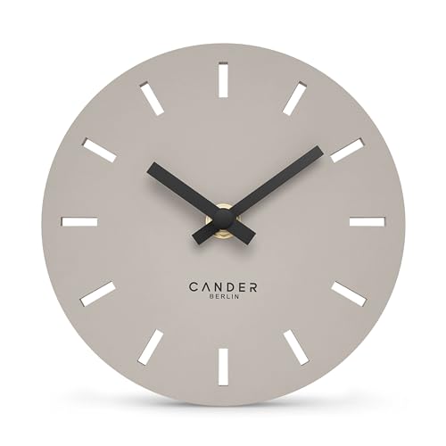 Cander Berlin MNU 2515 P Tischuhr lautlos ohne Ticken 15 cm analog batteriebetrieben warmgrau modern MDF von Cander Berlin