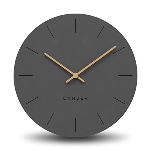 Cander Berlin MNU 2630 G Wanduhr MDF lautlos ohne Tickgeräusche 30 cm analog Wohnzimmer modern Vintage grau anthrazit Holzzeiger von Cander Berlin