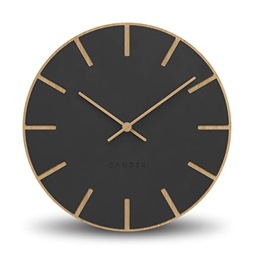 Cander Berlin MNU 2630 M Wanduhr lautlos ohne Tickgeräusche 30 cm Holzzeiger modern Vintage Küche Wohnzimmer analog MDF von Cander Berlin