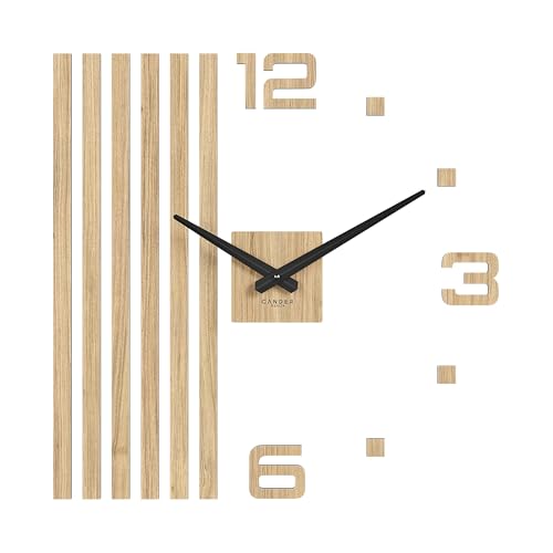 Cander Berlin MNU 2760 P XXL Wanduhr lautlos 60 cm Holzfurnier Eiche Wohnzimmer analog ohne Ticken Wandtattoo von Cander Berlin