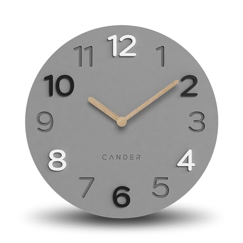 Cander Berlin MNU 2830 C Wanduhr lautlos MDF ohne Tickgeräusche 30 cm analog Wohnzimmer Büro modern Vintage Holzzeiger von Cander Berlin