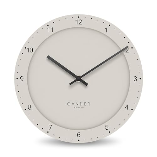 Cander Berlin MNU 2930 B Wanduhr lautlos warmgrau 30 cm groß ohne Tickgeräusche analog Wohnzimmer modern Vintage von Cander Berlin