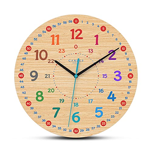 Cander Berlin MNU 7930 A Kinderwanduhr Holz lautlos 30,5 cm geräuschlos MDF Lernuhr Lernzifferblatt Jungen Mädchen Kinderzimmer ohne Tickgeräusche von Cander Berlin