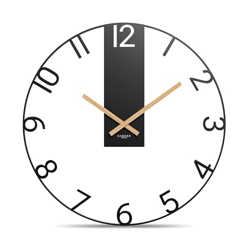 Cander Berlin SOLVIG XXL Wanduhr lautlos 60 cm Metall Holz-Zeiger ohne Tickgeräusche groß modern schwarz Wohnzimmer Küche Vintage von Cander Berlin