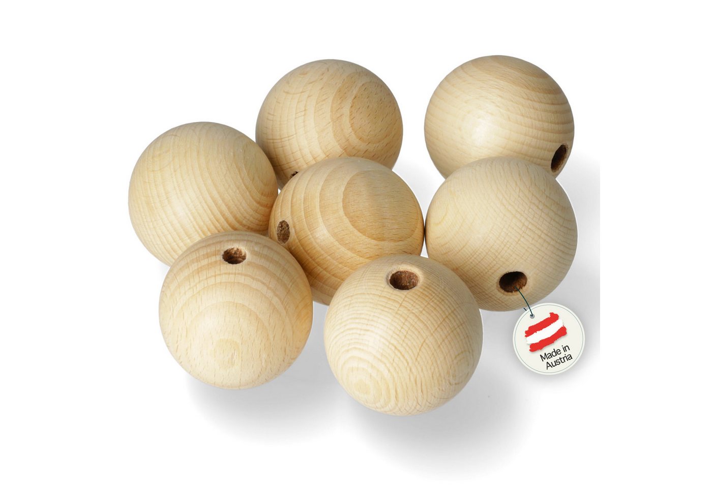 Candini Bastelperlen Holzkugeln aus Buchenholz zum basteln & Makramee, 15 Stück, Ø 45mm von Candini