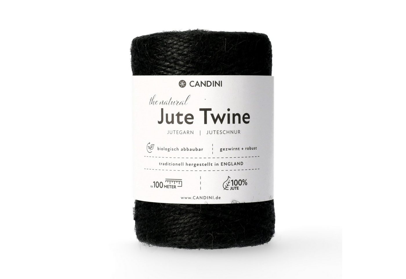 Candini Jutegarn Bastelgarn, 100 m, schwarz von Candini