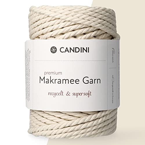 Premium Makramee Garn, 6mm, gekordelt (natur) von Candini