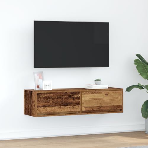 Canditree 100 cm TV-Schrank Hängend Mit 2 Schubladen, TV Lowboard Hängend TV-Hängeschrank Fernsehschrank Wohnzimmer (Altholz) von Canditree