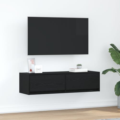 Canditree 100 cm TV-Schrank Hängend Mit 2 Schubladen, TV Lowboard Hängend TV-Hängeschrank Fernsehschrank Wohnzimmer (Schwarz Eiche) von Canditree