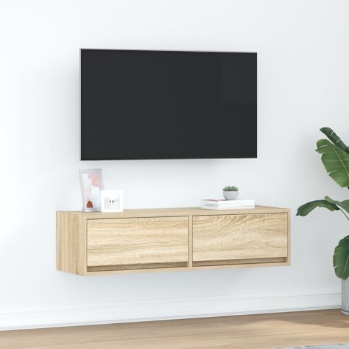 Canditree 100 cm TV-Schrank Hängend Mit 2 Schubladen, TV Lowboard Hängend TV-Hängeschrank Fernsehschrank Wohnzimmer (Sonoma-Eiche) von Canditree