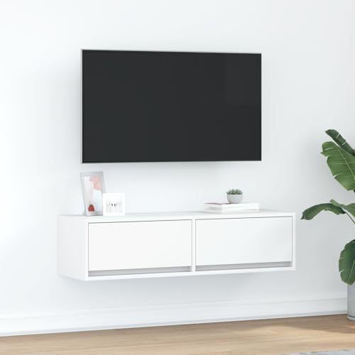 Canditree 100 cm TV-Schrank Hängend Mit 2 Schubladen, TV Lowboard Hängend TV-Hängeschrank Fernsehschrank Wohnzimmer (Weiß) von Canditree