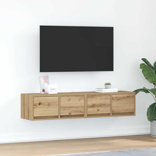 Canditree 2 pcs TV-Schrank Hängend mit 4 Schubladen, 120 cm TV-Hängeschrank TV Lowboard Hängend für Wohnzimmer (Artisan Oak) von Canditree