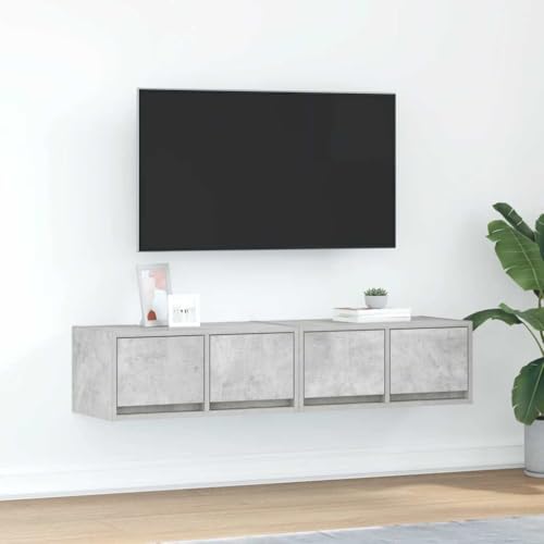 Canditree 2 pcs TV-Schrank Hängend mit 4 Schubladen, 120 cm TV-Hängeschrank TV Lowboard Hängend für Wohnzimmer (Concrete Grey) von Canditree