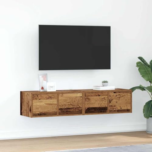 Canditree 2 pcs TV-Schrank Hängend mit 4 Schubladen, 120 cm TV-Hängeschrank TV Lowboard Hängend für Wohnzimmer (Old Wood) von Canditree