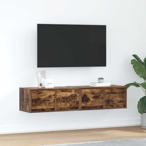 Canditree 2 pcs TV-Schrank Hängend mit 4 Schubladen, 120 cm TV-Hängeschrank TV Lowboard Hängend für Wohnzimmer (Smoked Oak) von Canditree