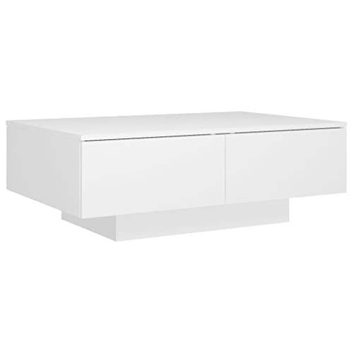 Canditree Couchtisch Mit 4 Schublade, Moderner Rechteckiger Wohnzimmertisch Beistelltisch Kaffeetisch 90x60x31 cm (Weiß) von Canditree
