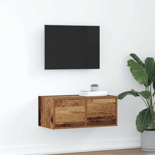 Canditree TV-Schrank Hängend mit 2 Schubladen, 60 cm TV-Hängeschrank TV Lowboard Hängend für Wohnzimmer (Altholz-Optik) von Canditree