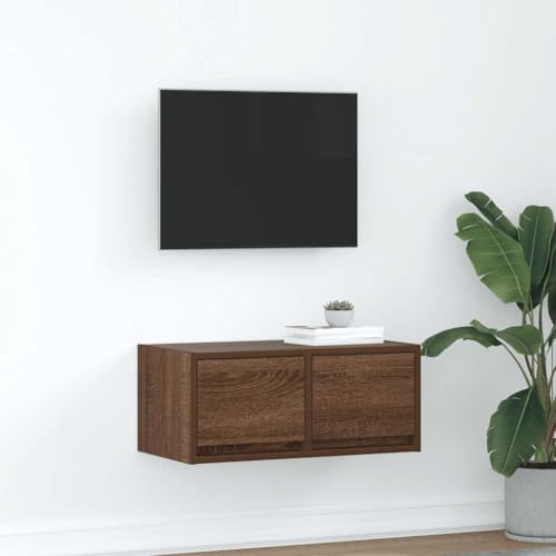 Canditree TV-Schrank Hängend mit 2 Schubladen, 60 cm TV-Hängeschrank TV Lowboard Hängend für Wohnzimmer (Braun Eichen-Optik) von Canditree
