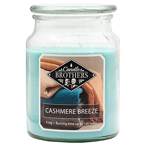 Candle Brothers Große Duftkerze im Glas | Cashmere Breeze | Duftkerze Blumig | Kerze lange Brenndauer (100h) | Kerze mit mehreren Dochten | Kerzen Grün von Candle-Brothers