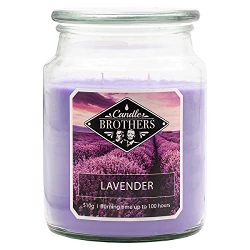 Candle Brothers Große Duftkerze im Glas | Lavender | Duftkerze Lavendel | Kerze lange Brenndauer (100h) | Kerze mit mehreren Dochten | Kerzen Lila von Candle-Brothers