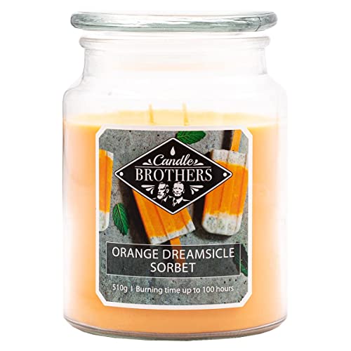 Candle Brothers Große Duftkerze im Glas | Orange Dreamsicle | Duftkerze Orange | Kerze lange Brenndauer (100h) | Kerze mit mehreren Dochten | Kerzen Orange von Candle-Brothers