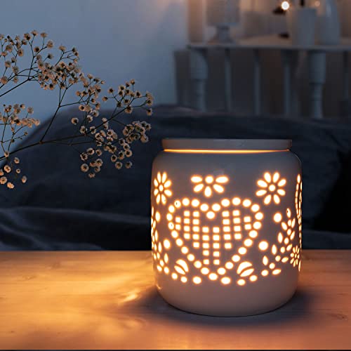 Candle-Brothers Elektrische Duftlampe aus Keramik | Romance | Weiße Duftlampe mit romantischen Design | Perfekte Geschenkidee für Freunde & Famile | Lampe für Büro, Schlafzimmer, Yoga Candle-Brothers Elektrische Duftlampe aus Keramik | Romance | Weiße Duftlampe mit romantischen Design | Perfekte Geschenkidee für Freunde & Famile | Lampe für Büro, Schlafzimmer, Yoga von Candle-Brothers