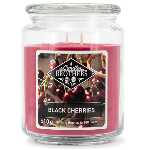 Candle Brothers Große Duftkerze im Glas | Black Cherries | Duftkerze Kirsche | Kerze lange Brenndauer (100h) | Kerze mit mehreren Dochten | Kerzen Rot von Candle-Brothers