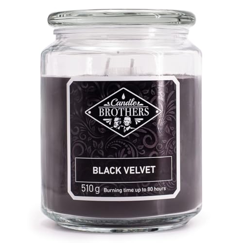 Candle Brothers Große Duftkerze im Glas | Black Velvet | Duftkerze Sandelholz | Kerze lange Brenndauer (80h) | Kerze mit mehreren Dochten | Kerzen Schwarz von Candle-Brothers