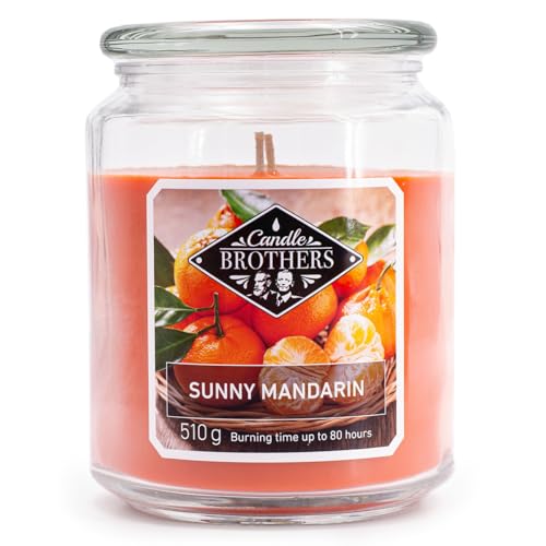 Candle Brothers Große Duftkerze im Glas | Sunny Mandarin | Duftkerze Orange | Kerze lange Brenndauer (80h) | Kerze mit mehreren Dochten | Kerzen Rot von Candle-Brothers