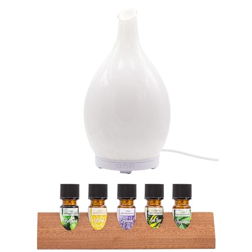 Candle-Brothers elektrischer Aroma Diffusor Set mit ätherischen Ölen | Luftbefeuchter Für Zuhause | Aroma Diffuser Elegance | 150ml Wassertank | Aromatherapie für Yoga von Candle-Brothers